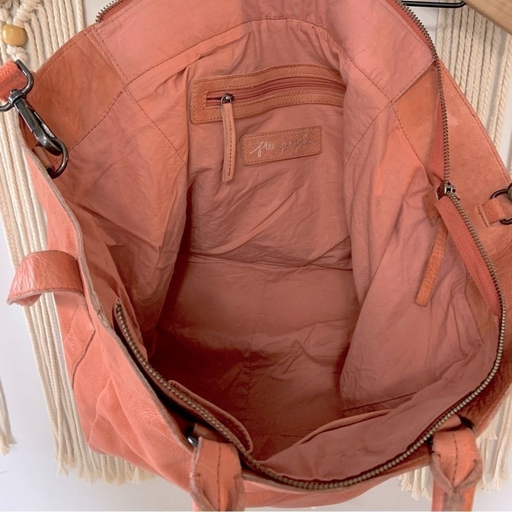 FREE PEOPLE Leslie Leather Tote Tiger Red Bag - Picture 4 of 16